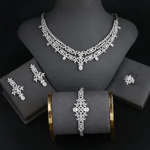 Luxe cubique Zircon africain indien dubaï ensembles de bijoux 4 pièces bijoux fête mariage ensemble de bijoux de mariée