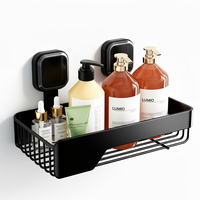Panier de Douche à Ventouse Robuste Anti-Rouille Sans Perçage, Lot de 2 Étagères de Douche à Ventouse avec Crochets