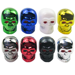 Cars Tires <span class=keywords><strong>Valve</strong></span> Stem Caps Cover Dustproof Cool Skull Head Red Eye <span class=keywords><strong>Valve</strong></span> Caps Black Chrome - Product Image 1