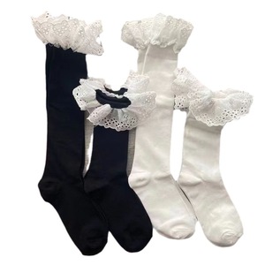 Lace <b>Socks</b> Women Mid Calf Cotton Solid Color Elegant Breathable Sweat Absorbing Odor Resistant Youth Style - Product Image 5