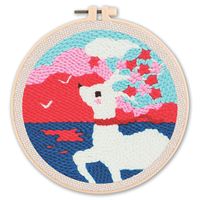 Kit de broderie au poinçon pour débutants avec cerceau, artisanat de couture fait main pour les passionnés de jouets licorne, cadeau pour les fans de broderie de dessins animés