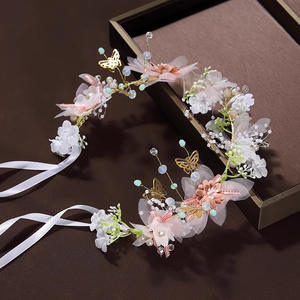 2024 nuevo cristal perla flor diadema guirnalda Original boda novia princesa tocado niña mujer elegante corona pulsera - Product Image 5