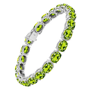 Pulsera de tenis clásica ovalada con peridoto, plata de ley 925, acabado pulido, joyería para uso diario de mujer. - Product Image 5