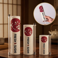 Tube à sushi en papier imprimé sur mesure avec bâtonnet à sauce, emballage alimentaire de qualité alimentaire, conteneur cylindrique à poussoir pour plats à emporter