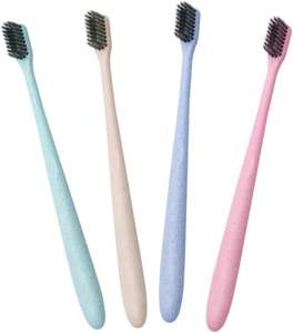 Cepillo de Dientes Manual de Viaje con Cerdas Suaves de 0.01mm, Cerdas de Carbón Vegetal, Paja de Trigo Biodegradable, Ecológico, Envasado Individualmente - Product Image 5