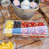 Plateau à 5 compartiments avec couvercle, fourchette et pince pour bar, salade de fruits, condiments, plateau à salade compartimenté