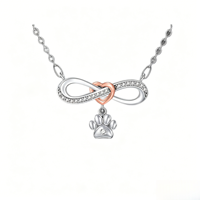 Collier pendentif en argent sterling S925 de luxe avec zircone cubique, motif infini et patte de chat, fabrication directe d'usine SPJ, OEM ODM, pour anniversaire