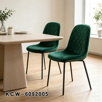 Chaises de salle à manger en velours pas chères, design matelassé diamant, pieds en métal, pour hôtel, café, restaurant