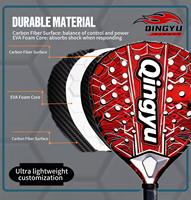 Raquette de padel professionnelle Qingyu Sport, noyau en mousse EVA, forme diamant en carbone, absorption des chocs, imperméable, couleur et logo personnalisables
