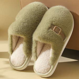Pantoufles en peluche haut de gamme, respirantes, chaudes, antidérapantes, décontractées, pour femmes, automne-hiver, usage domestique, style homme et femme - Product Image 2