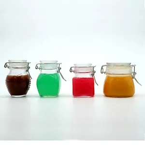 Mini 2 unzen 3 unzen 70ml 100ml Nette Clip Top Glas Gläser Bewahren Marmelade Gewürz Glas mit Glas deckel Keine undicht auf Verkauf