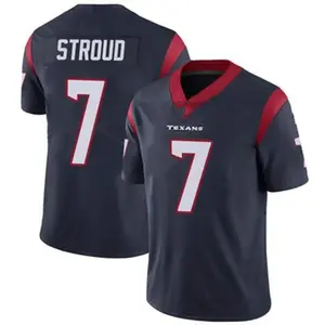 2023年男性7 C.J. Stroud 10 Davis Mills Limited赤白ネイビーサッカージャージーステッチ