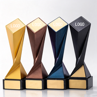 Trofeo de Resina Personalizado OEM ODM, Trofeo de Metal con Base de Mármol Negro para Regalo de Ceremonia Anual de la Empresa