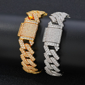 EU US Hip Hop 20mm <b>Copper</b> Alloy <b>Bracelet</b> Flip Buckle Cuban Chain Thick Men's Jewelry Gift - Product Image 5