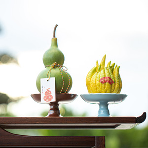 Assiette à fruits en céramique ronde sur pied haut, plat à thé et à collation en porcelaine rétro - Product Image 2