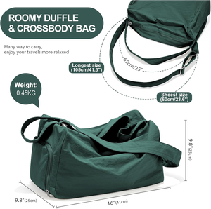 <b>Wet</b> Pocket <b>Shoe</b> Compartment for Travel Gym B2B MOQ300 Dual Size Waterproof Nylon Duffle Weekender Bag Adjustable Shoulder Strap - Product Image 1