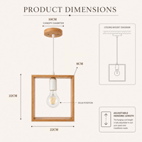 Lampe suspendue carrée en bois, cadre cube, pour bistrot, salon de coiffure, librairie, dortoir, galerie, vente en gros