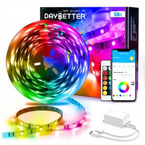 Tira de luces LED para decoración de interiores de dormitorio, tira de luces RGB para escritorio con control remoto, fuente de alimentación de 24v para iluminación de fiestas, cumpleaños - Product Image 1