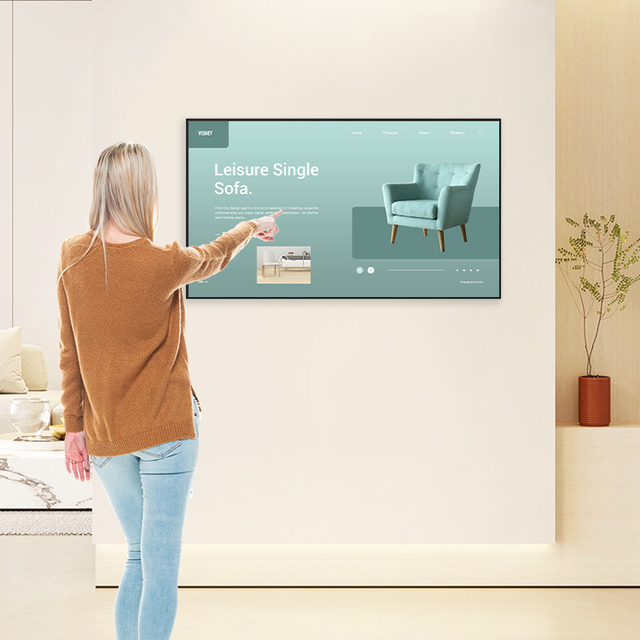 HUSHIDA LCD Ultra Thin High Resolution Wifi Wall Mounted CapacitiveTouch Screen LCD Advertising Display for Retail Store