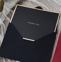 Cartes de vœux de luxe en papier artistique noir et or avec enveloppes 10x13,6 cm pour les occasions professionnelles et de mariage