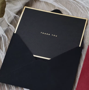 Cartes de remerciement de luxe en or noir avec enveloppes pour les occasions professionnelles et de mariage - Product Image 2