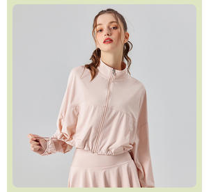 مخصص للنساء UPF50 + الحماية من الشمس فوق البنفسجية سترة طويلة الأكمام و Skorts مع شورت مدمج 2-طقم رياضي ملابس مخلل - Product Image 5