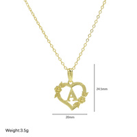 Melocotón corazón nombre letra inicial garra ajuste Cubic Zirconia impermeable colgante joyería de moda collares para mujeres alfabeto