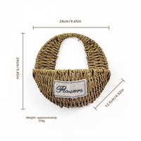 Panier suspendu mural artisanal en paille et rotin tressé, écologique, pour plantes, fleurs, succulentes, verdure, décoration et rangement