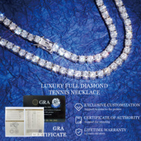 Chaîne tennis GRA Moissanite plaquée or 18 carats, prête à être expédiée, en argent 925 avec diamants VVS, collier/bracelet chaîne de diamants