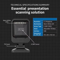 Escáner de Códigos de Barras USB 1D/2D Henex H2200 de Sobremesa para Presentaciones, Escáner de Códigos QR para Centros Comerciales