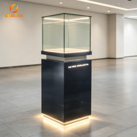 Vitrine de luxe personnalisée pour téléphones portables, comptoir en verre bleu foncé avec table de présentation de bijoux pour centre commercial