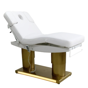 Luxury 4 Motors Massage Bed Gold Base Cosmetic Bed <b>Heating</b> Function Electric Beauty Bed <b>USB</b> Charging Port With Light Decoration - Product Image 5