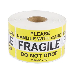 Pvc Semi Self Adhesive Sticker Roll Fragile Do Not Crush Bend Fold Labels Fragile