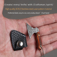 Pendentif de collier couteau pliant personnalisé mini-lame en acier inoxydable 3CR13 avec manche en bois coloré, porte-clés multifonctionnel de poche