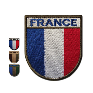 Pháp cờ quốc gia thêu vá với móc vòng tùy chỉnh trang trí quần áo may vải VÁ-cờ quốc gia châu Âu - Product Image 1
