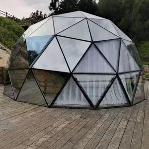 定制形状球太阳房半球太阳房3D模型设计预制独立式玻璃房金属和玻璃材料