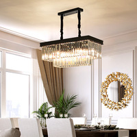 Lustre en cristal moderne de luxe pour intérieur/bar, design nordique, forme ovale/rectangulaire/longue, plafond en acier inoxydable 220V