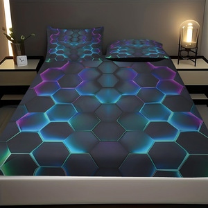 Vente directe d'usine fil teint 100% Polyester 300tc drap de lit personnalisé coloré taie d'oreiller housse de <span class=keywords><strong>couette</strong></span> ensemble de literie trois pièces maison - Product Image 3