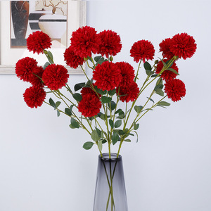 Fleurs artificielles de chrysanthème Ping Pong à 6 têtes en soie plastique, haute simulation, pour décoration de mariage et de maison - Product Image 2