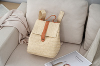 Sac à dos en paille tressée d'été en gros, sac d'école en rotin fait main écologique, sac à bandoulière rayé pour femme, personnalisable