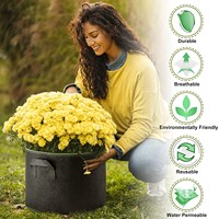 Sacs de culture robustes et respirants en tissu non tissé épaissi de 1 à 2 mm, 5 gallons, avec poignées à double couture renforcées et étiquettes pour plantes