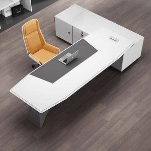 Ensemble de bureau exécutif minimaliste moderne avec chaise, mobilier de bureau pour une seule personne, bureau de direction haut de gamme - Product Image 2