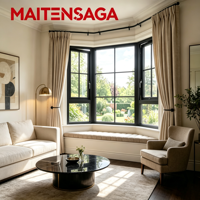 Fenêtre en alliage d'aluminium moderne sur mesure, design à rupture de pont thermique, insonorisée, étanche, double vitrage pour villa de luxe