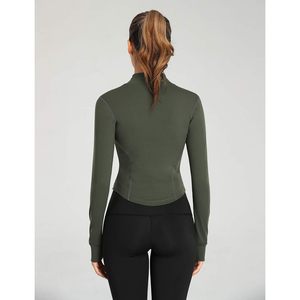 FOXA Women's Athletic Jacket Full Zip Cropped Yoga <b>Top</b> With <b>Thumb</b> <b>Holes</b> Lightweight Workout Wear Slim Fit - Product Image 3