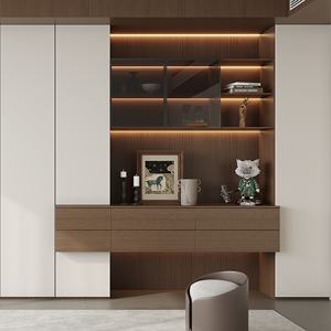 Bibliothèques rectangulaires personnalisables au design moderne et antique en bois massif à hauteur réglable en contreplaqué pour les chambres à coucher et le bureau à domicile - Product Image 2