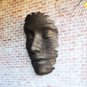 Estatua Gigante de Metal Fundido, Escultura Facial de Bronce, Decoración de Pared, Gran Estatua Artística Abstracta de Bronce Antiguo - Product Image 2