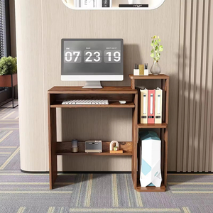 <span class=keywords><strong>Bureau</strong></span> d'ordinateur portable moderne en bois <span class=keywords><strong>avec</strong></span> plateau latéral pour clavier et <span class=keywords><strong>étagère</strong></span> - <span class=keywords><strong>Bureau</strong></span> compact pour le travail à domicile - Product Image 4