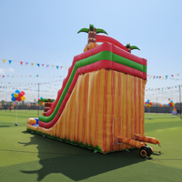 Toboggan aquatique gonflable Tropical Fiesta Breeze de 18 pieds, piscine commerciale en PVC pour l'extérieur, location pour fêtes dans la cour, thème arbre, installation facile