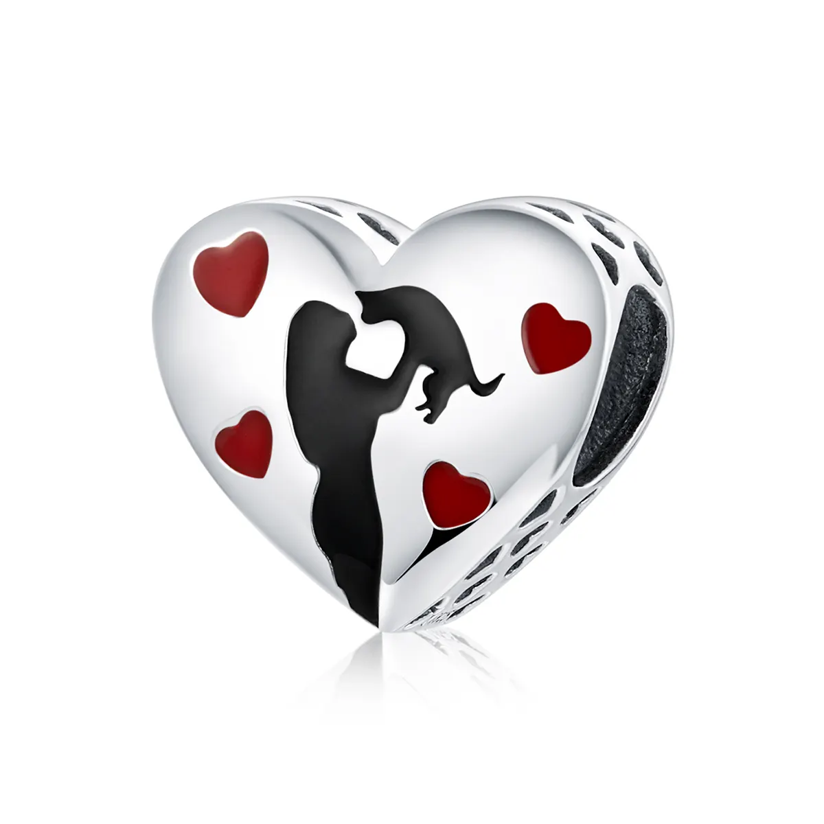 LEICARE Enamel Heart Pendant Charm 925 Sterling Silver Designer Girl and Cat Kitty Charm Bead for DIY Jewelry Making