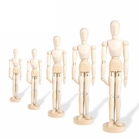 Maniquí Humano Flexible de Madera con Articulaciones Giratorias, Color Madera Natural, Divertido para Dibujar y Pintar, de 4.5 a 16 Pulgadas, Decoración BonVan